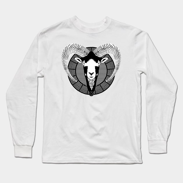 Patterned Goats Head Long Sleeve T-Shirt by SunGraphicsLab